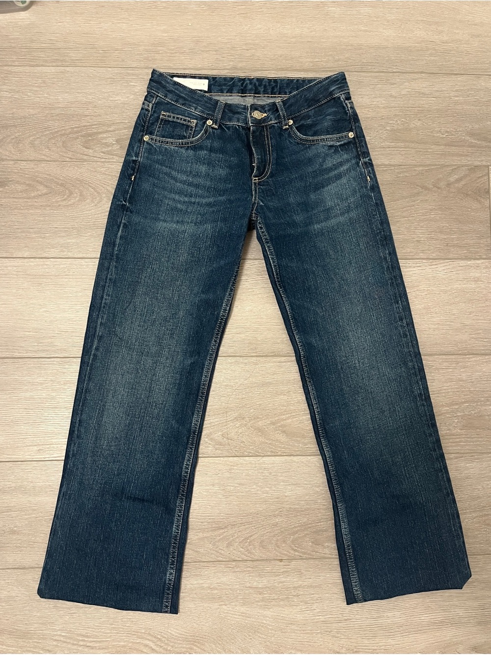 Zara Dark Blue Low Rise Wide Leg Jeans
